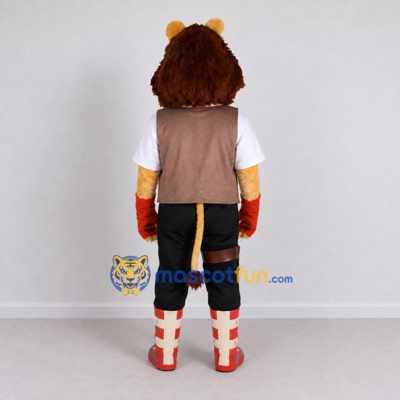 Custom Tan and Brown Lion in Vest Mascot Costume Adult Full Body Suit for Themed Parties