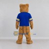 Custom Tan and Blue Big Cat in T Shirt Mascot Costume Adult Full Body Suit for School Events Custom Tan and Blue Big Cat in T Shirt Mascot Costume Adult Full Body Suit for School Events