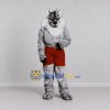 Custom Gray and Red Wild Cat in Shorts Mascot Costume Adult Full Body Suit for Sports Events Custom Gray and Red Wild Cat in Shorts Mascot Costume Adult Full Body Suit for Sports Events
