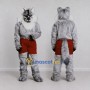 Custom Gray and Red Wild Cat in Shorts Mascot Costume Adult Full Body Suit for Sports Events