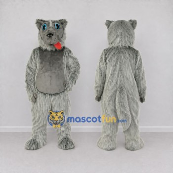 Custom Gray Dog Mascot Costume Adult Full Body Suit for Community Events