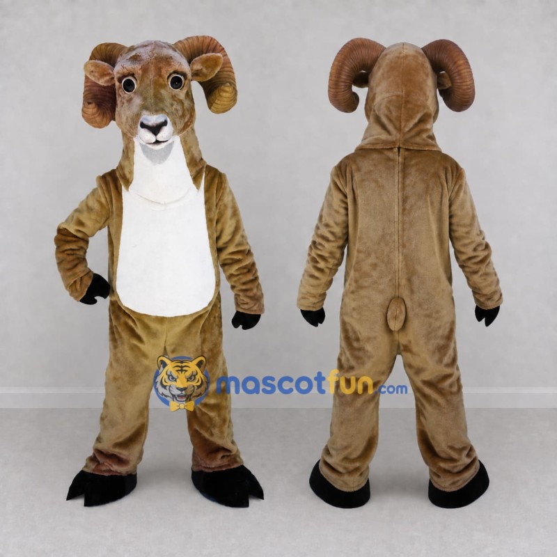 Custom Brown and White Ram Mascot Costume Adult Full Body Suit for School Events Custom Brown and White Ram Mascot Costume Adult Full Body Suit for School Events