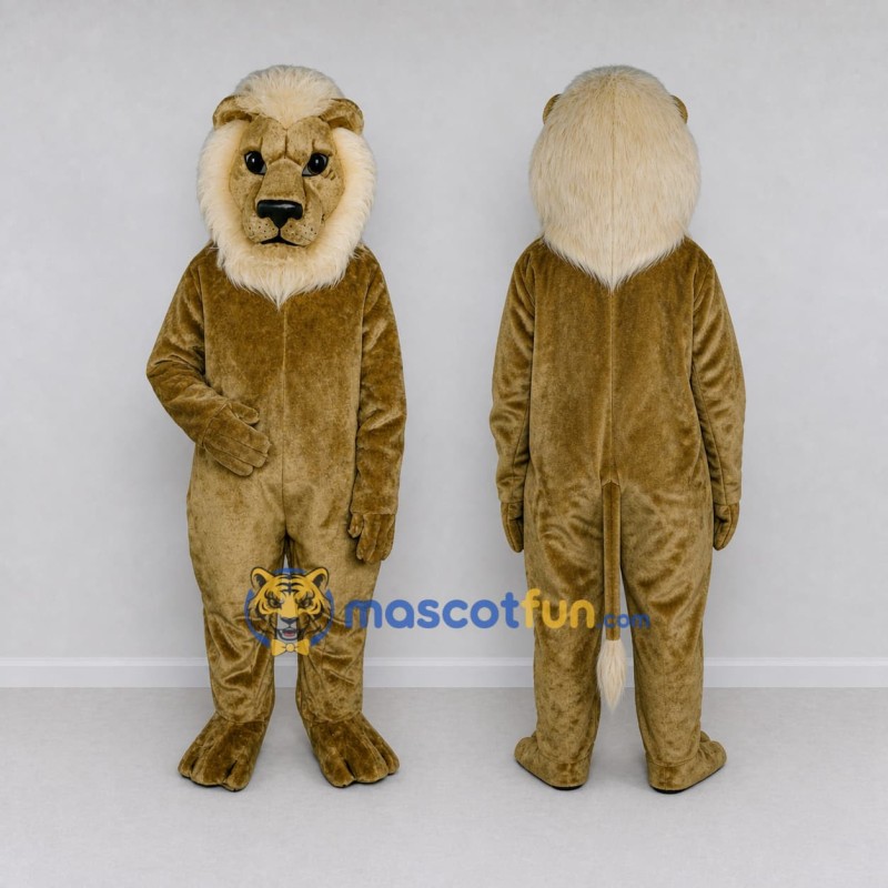 Custom Tan and Cream Lion Mascot Costume Adult Full Body Suit for Wildlife Events Custom Tan and Cream Lion Mascot Costume Adult Full Body Suit for Wildlife Events