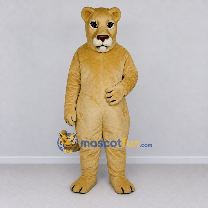 Custom Golden Brown and White Big Cat Mascot Costume Adult Full Body Suit for Wildlife Events