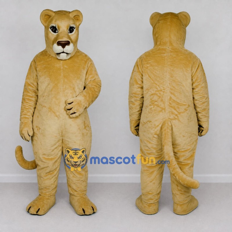 Custom Golden Brown and White Big Cat Mascot Costume Adult Full Body Suit for Wildlife Events