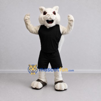 Custom White and Black Cat in Sportswear Mascot Costume Adult Full Body Suit for Sports Events Custom White and Black Cat in Sportswear Mascot Costume Adult Full Body Suit for Sports Events