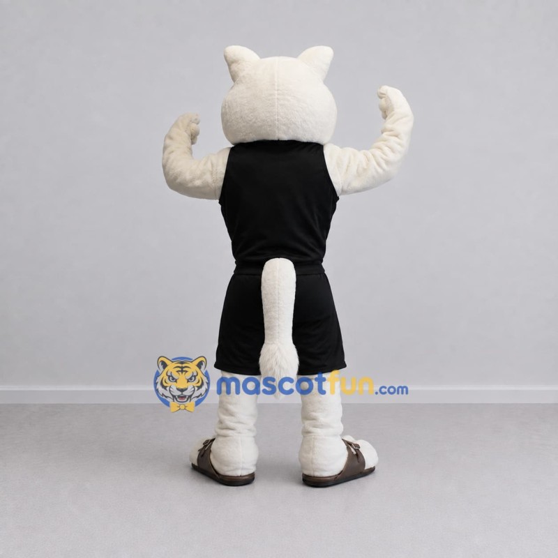 Custom White and Black Cat in Sportswear Mascot Costume Adult Full Body Suit for Sports Events Custom White and Black Cat in Sportswear Mascot Costume Adult Full Body Suit for Sports Events