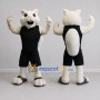 Custom White and Black Cat in Sportswear Mascot Costume Adult Full Body Suit for Sports Events