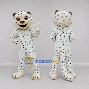 Custom White and Black Spotted Cat Mascot Costume Adult Full Body Suit for Wildlife Events