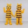Custom Yellow and Black Spotted Cat Mascot Costume Adult Full Body Suit for School Events