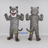 Custom Gray Black and White Leopard Mascot Costume Adult Full Body Suit for Wildlife Events
