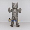 Custom Gray Black and White Leopard Mascot Costume Adult Full Body Suit for Wildlife Events