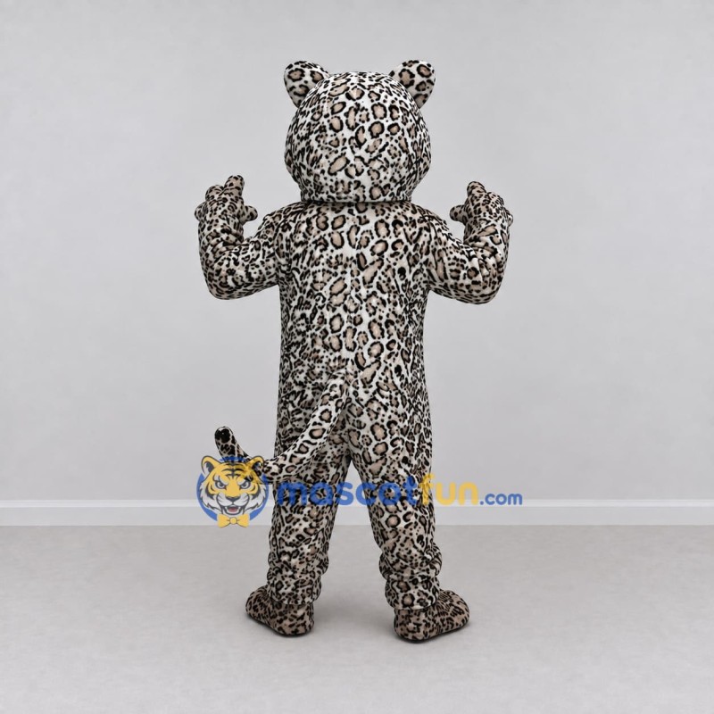 Custom Gray Black and White Leopard Mascot Costume Adult Full Body Suit for Wildlife Events