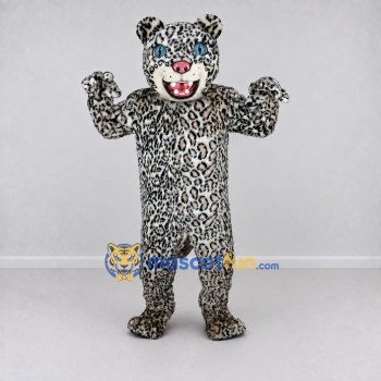 Custom Gray Black and White Snow Leopard Mascot Costume Adult Full Body Suit for Wildlife Events