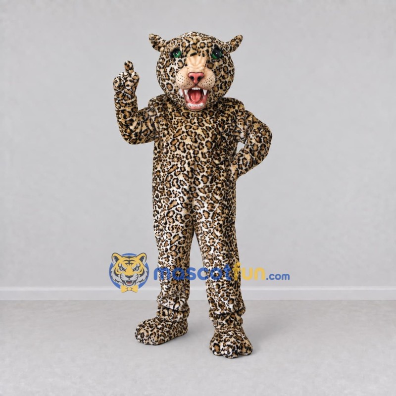 Custom Brown and Black Leopard Mascot Costume Adult Full Body Suit for Wildlife Events Custom Brown and Black Leopard Mascot Costume Adult Full Body Suit for Wildlife Events