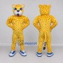 Custom Yellow and Black Spotted Cat in Sneakers Mascot Costume Adult Full Body Suit for Sports Events