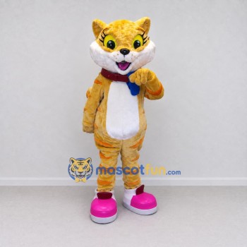 Custom Orange and White Tabby Cat in Sneakers Mascot Costume Adult Full Body Suit for School Events