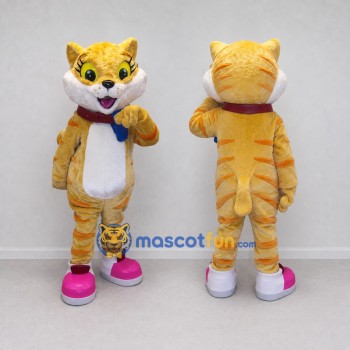 Custom Orange and White Tabby Cat in Sneakers Mascot Costume Adult Full Body Suit for School Events