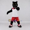 Custom Black Red and White Panther in Sportswear Mascot Costume Adult Full Body Suit for Sports Events Custom Black Red and White Panther in Sportswear Mascot Costume Adult Full Body Suit for Sports Events
