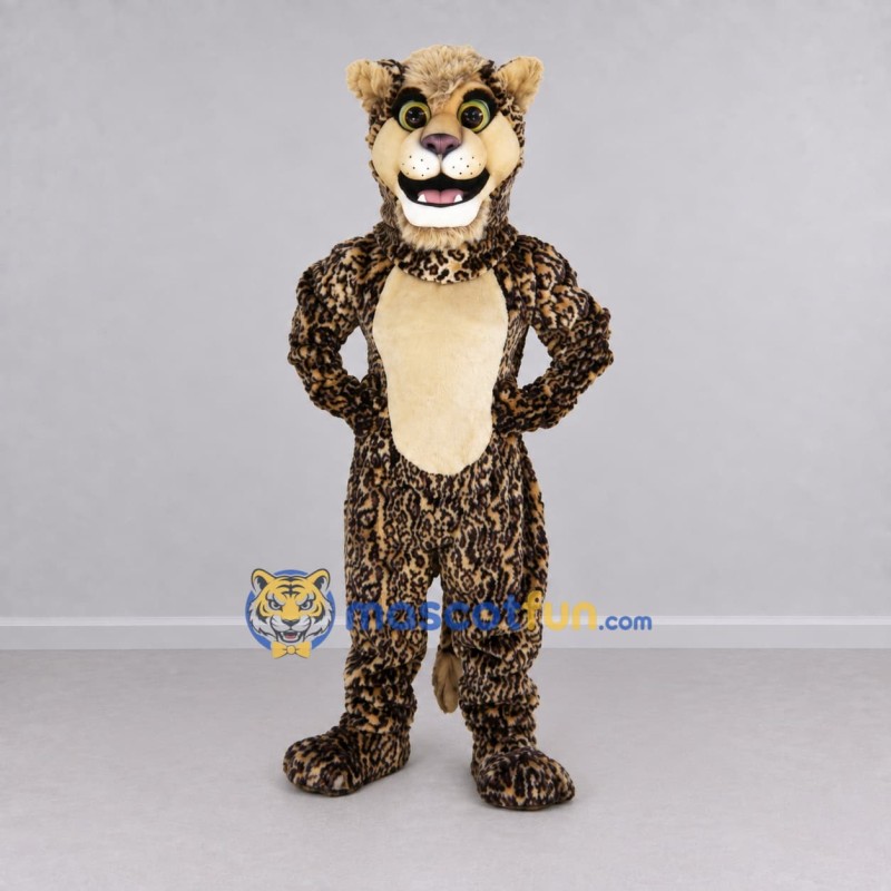 Custom Brown Black and Tan Spotted Cat Mascot Costume Adult Full Body Suit for Wildlife Events Custom Brown Black and Tan Spotted Cat Mascot Costume Adult Full Body Suit for Wildlife Events
