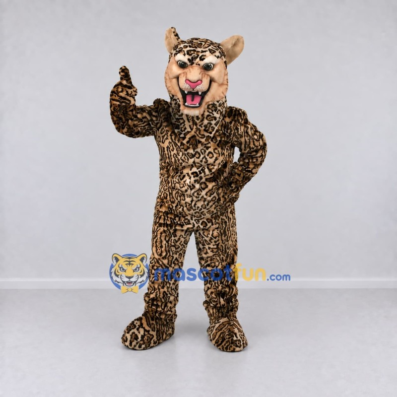 Custom Tan and Black Leopard Mascot Costume Adult Full Body Suit for Wildlife Events Custom Tan and Black Leopard Mascot Costume Adult Full Body Suit for Wildlife Events