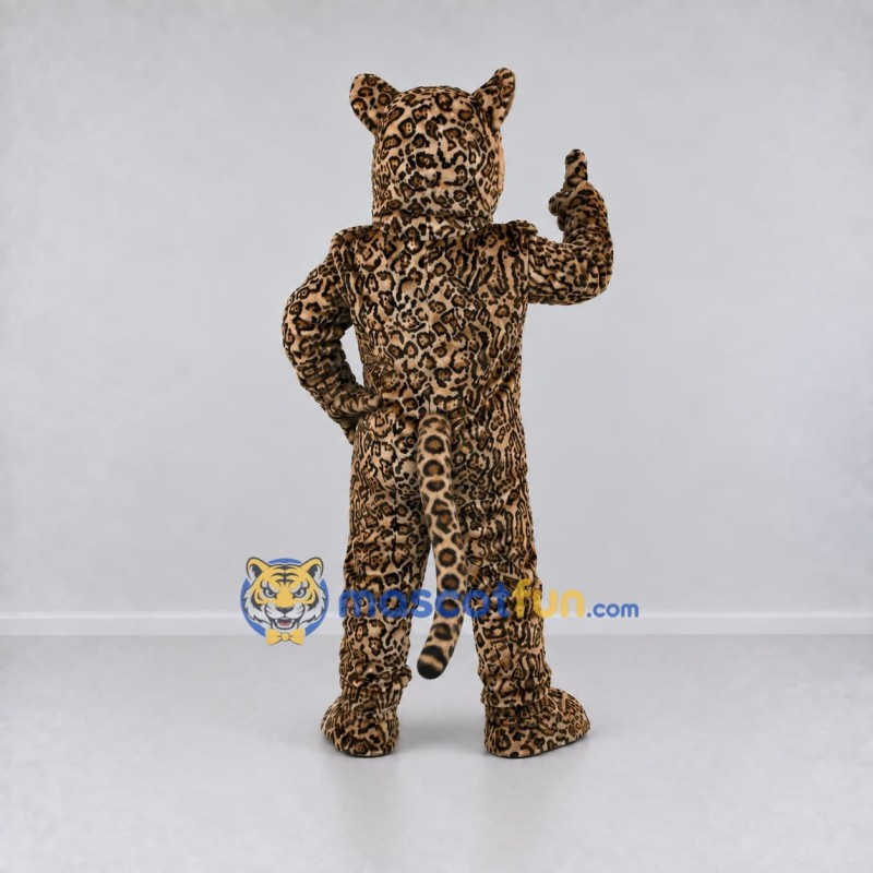 Custom Tan and Black Leopard Mascot Costume Adult Full Body Suit for Wildlife Events Custom Tan and Black Leopard Mascot Costume Adult Full Body Suit for Wildlife Events
