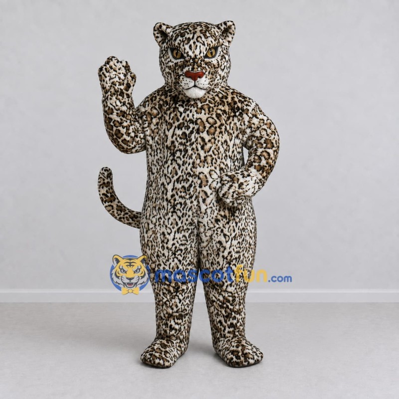 Custom Gray Black and White Leopard Mascot Costume Adult Full Body Suit for Wildlife Events
