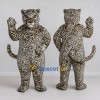 Custom Gray Black and White Leopard Mascot Costume Adult Full Body Suit for Wildlife Events