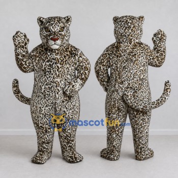 Custom Gray Black and White Leopard Mascot Costume Adult Full Body Suit for Wildlife Events