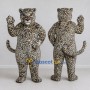 Custom Gray Black and White Leopard Mascot Costume Adult Full Body Suit for Wildlife Events