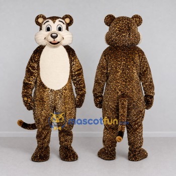 Custom Brown Black and Cream Spotted Cat Mascot Costume Adult Full Body Suit for School Events