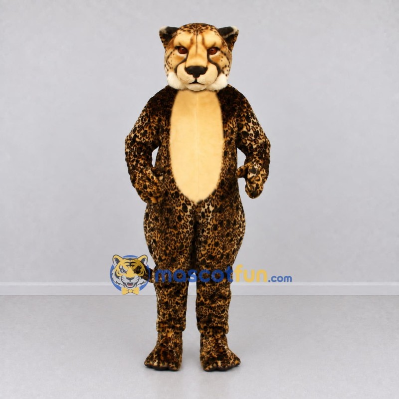Custom Brown Black and Tan Cheetah Mascot Costume Adult Full Body Suit for Wildlife Events Custom Brown Black and Tan Cheetah Mascot Costume Adult Full Body Suit for Wildlife Events