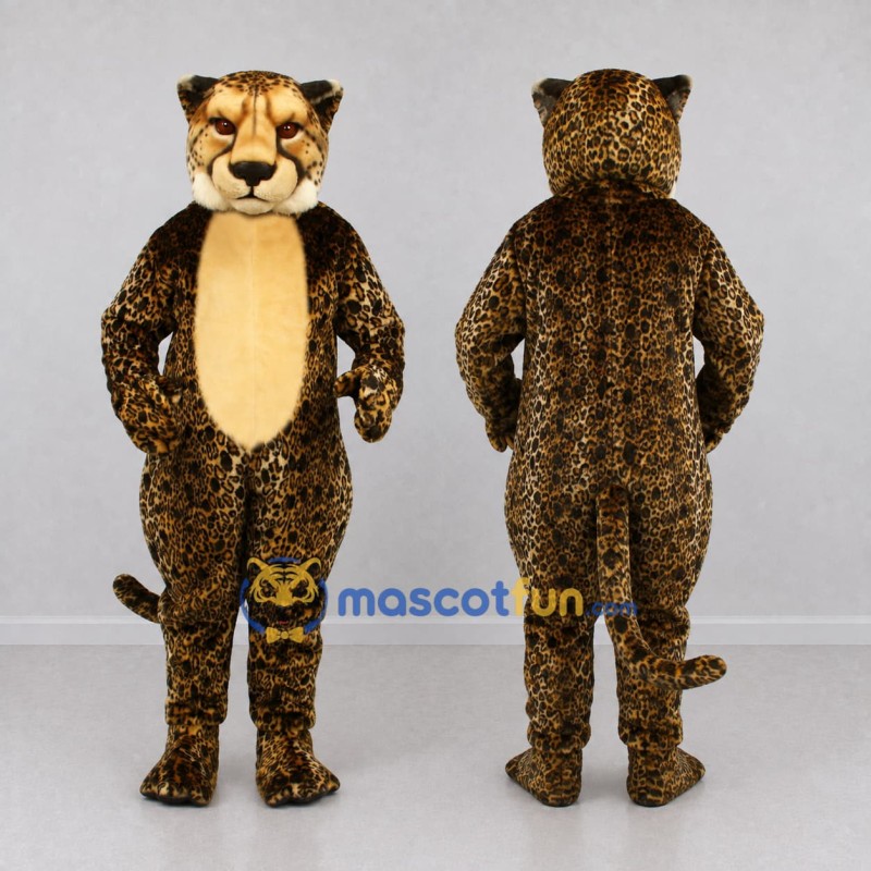Custom Brown Black and Tan Cheetah Mascot Costume Adult Full Body Suit for Wildlife Events Custom Brown Black and Tan Cheetah Mascot Costume Adult Full Body Suit for Wildlife Events