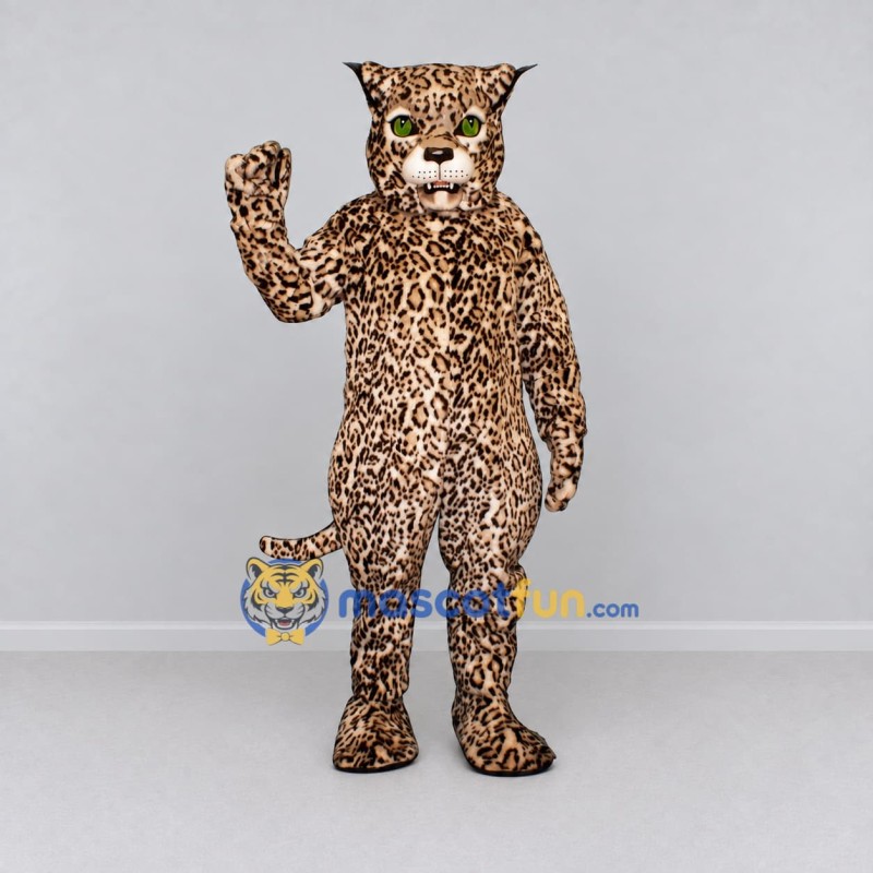 Custom Tan and Black Spotted Wild Cat Mascot Costume Adult Full Body Suit for Wildlife Events Custom Tan and Black Spotted Wild Cat Mascot Costume Adult Full Body Suit for Wildlife Events