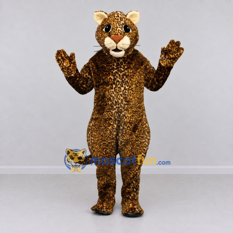 Custom Brown and Tan Spotted Cat Mascot Costume Adult Full Body Suit for Wildlife Events Custom Brown and Tan Spotted Cat Mascot Costume Adult Full Body Suit for Wildlife Events