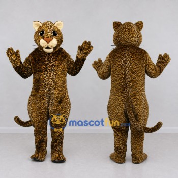 Custom Brown and Tan Spotted Cat Mascot Costume Adult Full Body Suit for Wildlife Events