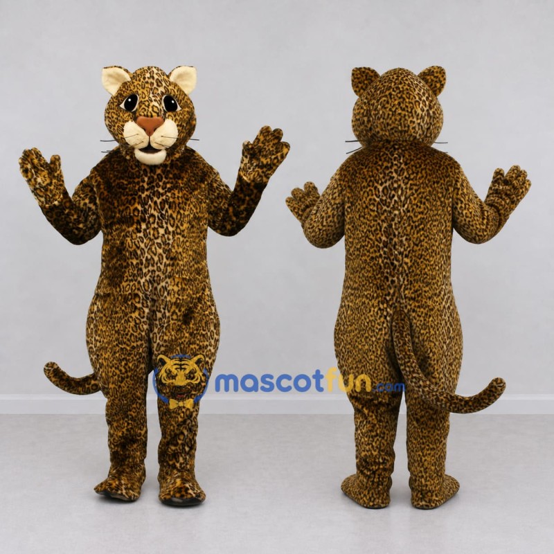 Custom Brown and Tan Spotted Cat Mascot Costume Adult Full Body Suit for Wildlife Events Custom Brown and Tan Spotted Cat Mascot Costume Adult Full Body Suit for Wildlife Events