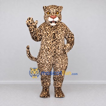 Custom Tan and Black Leopard Mascot Costume Adult Full Body Suit for Wildlife Events