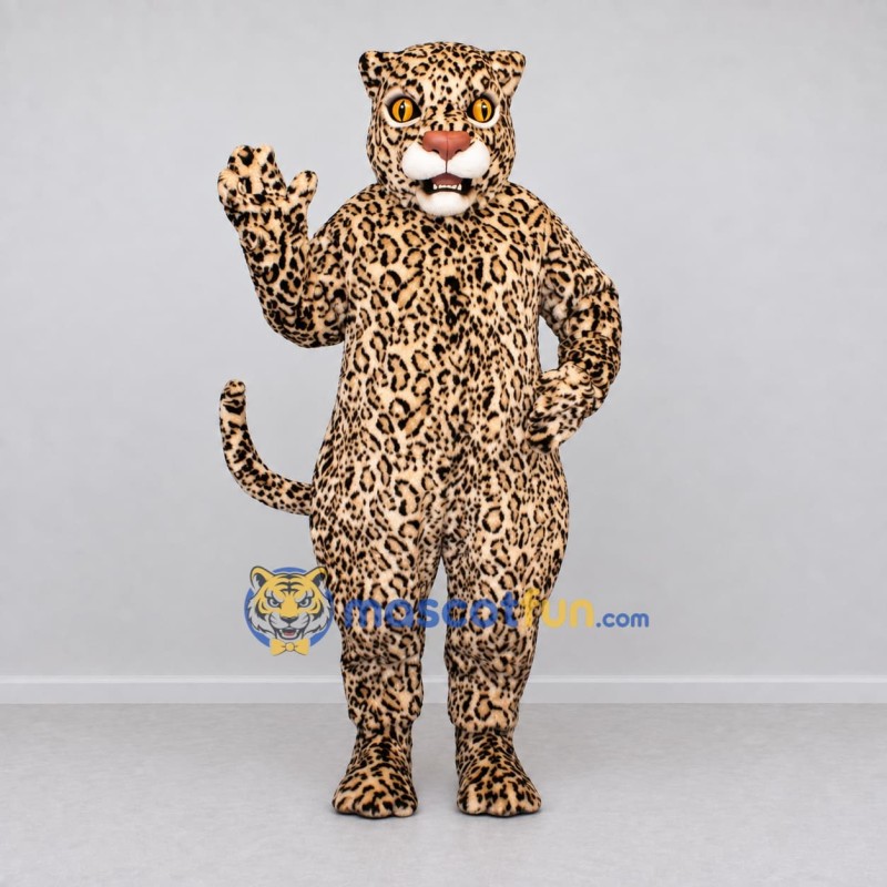 Custom Tan and Black Leopard Mascot Costume Adult Full Body Suit for Wildlife Events Custom Tan and Black Leopard Mascot Costume Adult Full Body Suit for Wildlife Events