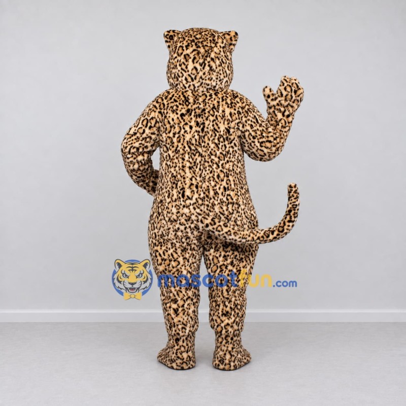 Custom Tan and Black Leopard Mascot Costume Adult Full Body Suit for Wildlife Events Custom Tan and Black Leopard Mascot Costume Adult Full Body Suit for Wildlife Events
