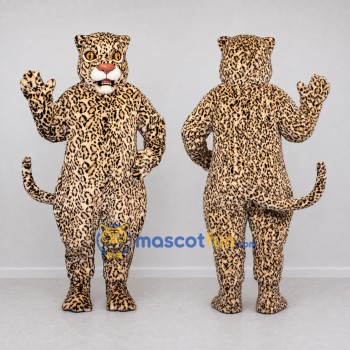 Custom Tan and Black Leopard Mascot Costume Adult Full Body Suit for Wildlife Events