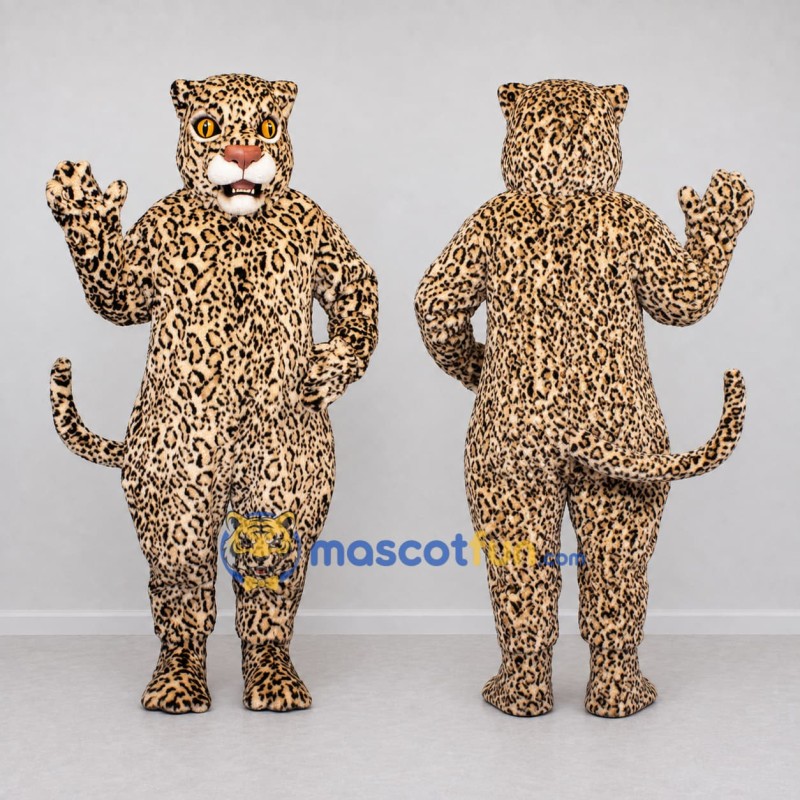 Custom Tan and Black Leopard Mascot Costume Adult Full Body Suit for Wildlife Events Custom Tan and Black Leopard Mascot Costume Adult Full Body Suit for Wildlife Events