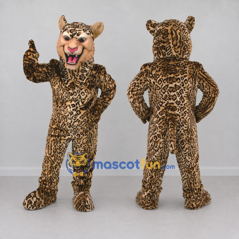 Custom Tan and Black Leopard Mascot Costume Adult Full Body Suit for Wildlife Events Custom Tan and Black Leopard Mascot Costume Adult Full Body Suit for Wildlife Events