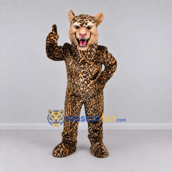 Custom Tan and Black Leopard Mascot Costume Adult Full Body Suit for Wildlife Events