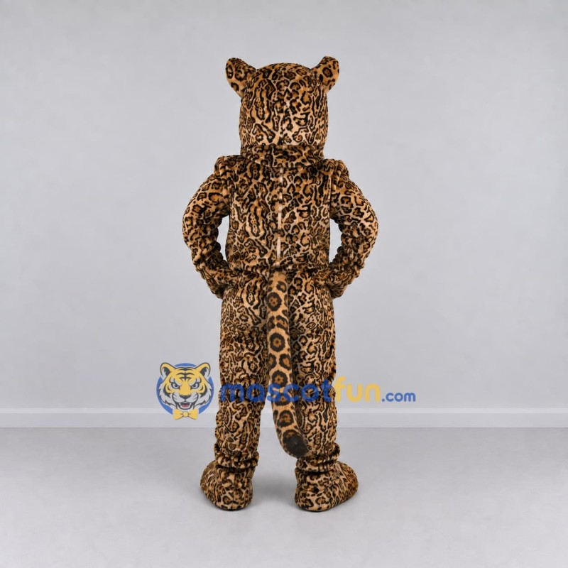 Custom Tan and Black Leopard Mascot Costume Adult Full Body Suit for Wildlife Events Custom Tan and Black Leopard Mascot Costume Adult Full Body Suit for Wildlife Events