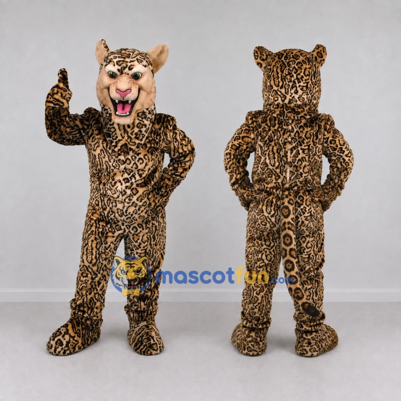 Custom Tan and Black Leopard Mascot Costume Adult Full Body Suit for Wildlife Events Custom Tan and Black Leopard Mascot Costume Adult Full Body Suit for Wildlife Events