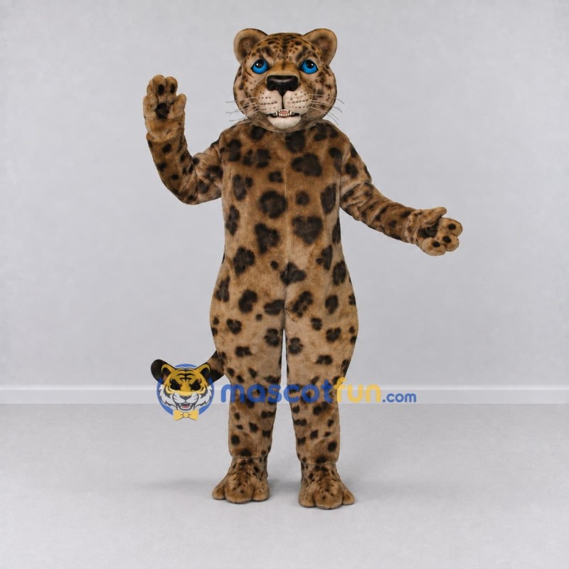 Custom Tan and Black Spotted Big Cat Mascot Costume Adult Full Body Suit for Wildlife Events