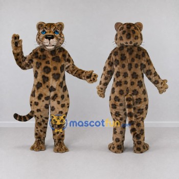 Custom Tan and Black Spotted Big Cat Mascot Costume Adult Full Body Suit for Wildlife Events