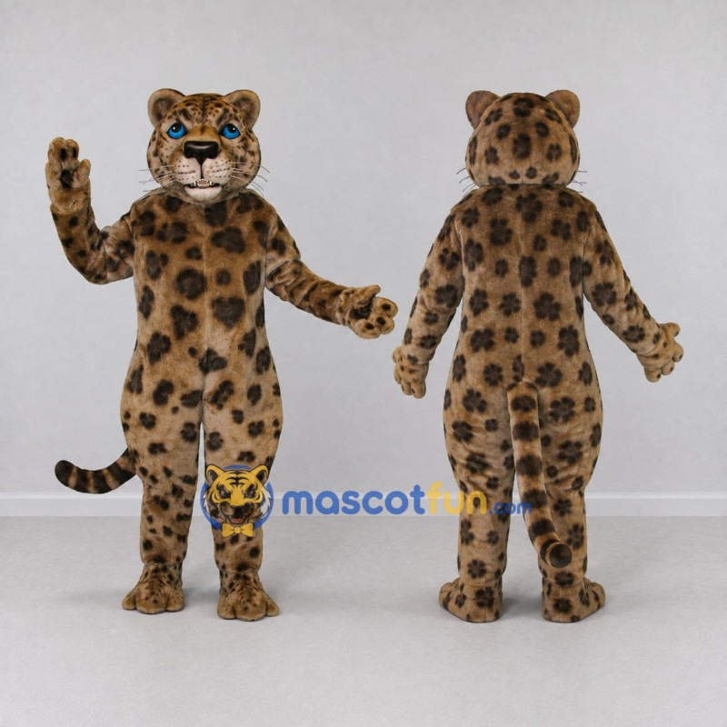 Custom Tan and Black Spotted Big Cat Mascot Costume Adult Full Body Suit for Wildlife Events