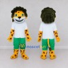 Custom Yellow Green and White Star Spotted Feline in Sportswear Mascot Costume Adult Full Body Suit for Sports Events